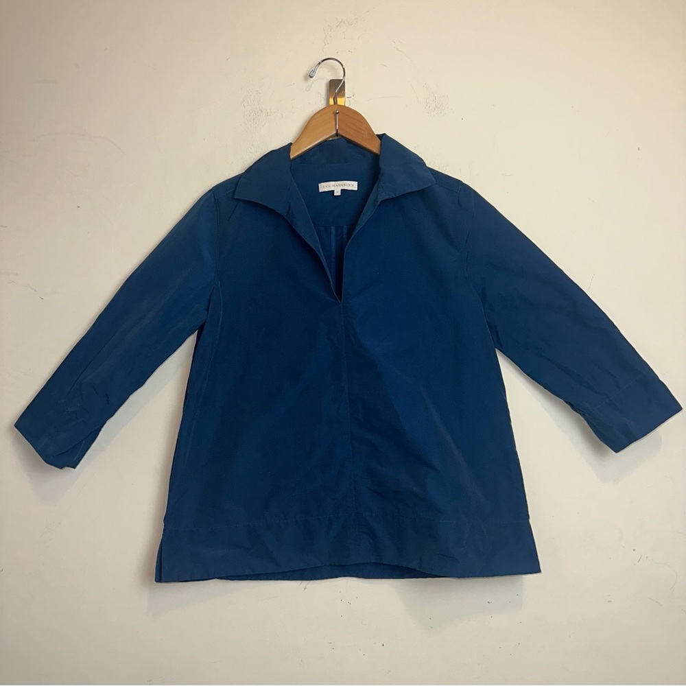 ANN MASHBURN Navy Blue 3/4 Sleeve Pullover Top